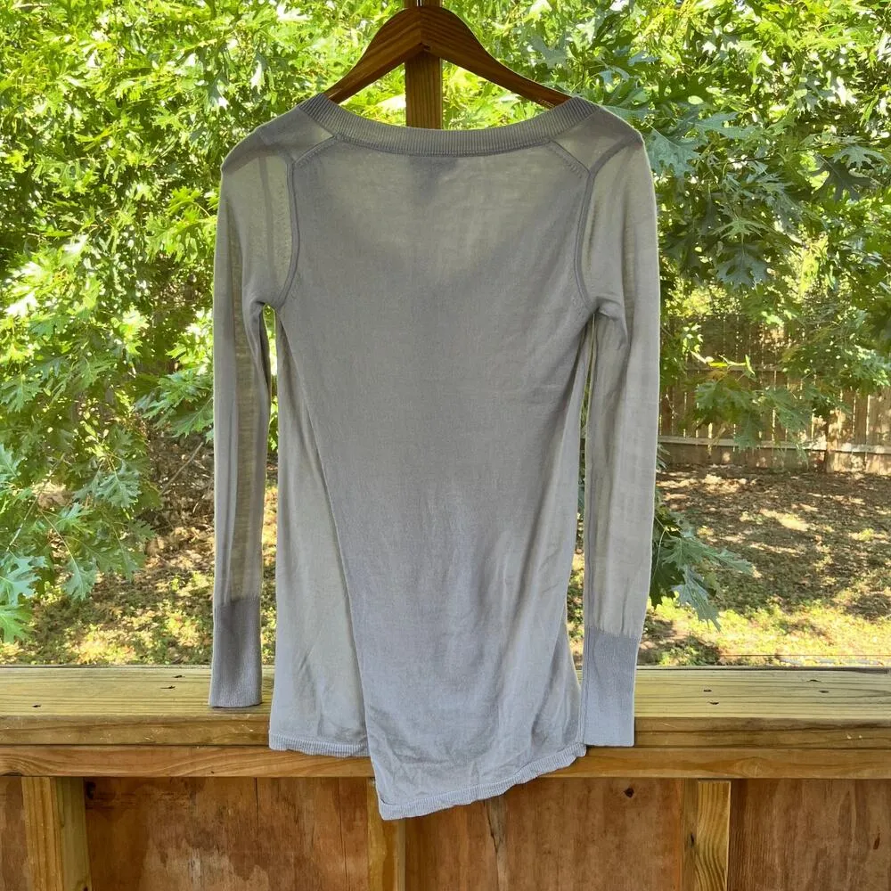 White House Black Market Light Grey Wool Blend Cross Back Sweater Size XS - Image 2