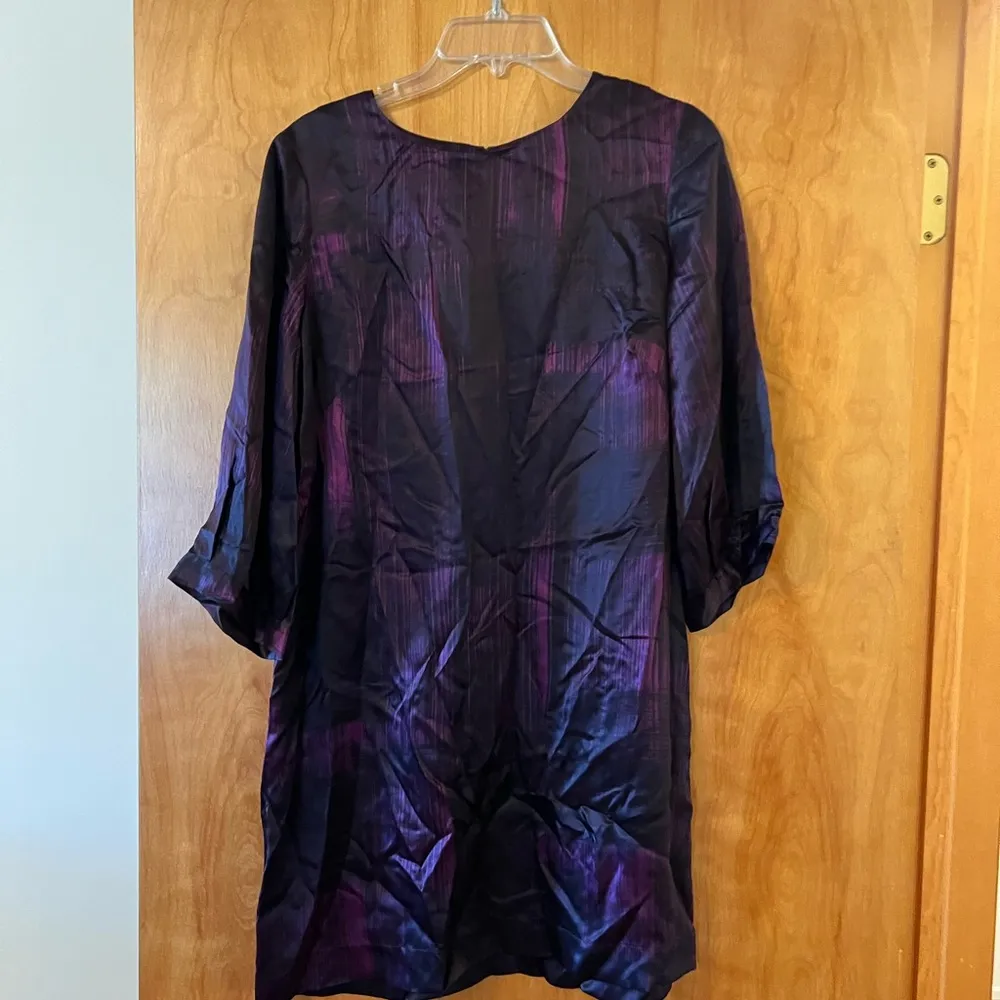 French Connection Women’s Silk Dress Purple Shift Lightweight Size 8 - Image 4