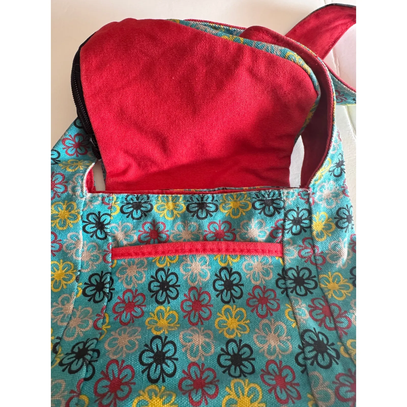 KAVU Floral Canvas Crossbody Bag Messenger Vibrant Purse Boho - Image 5