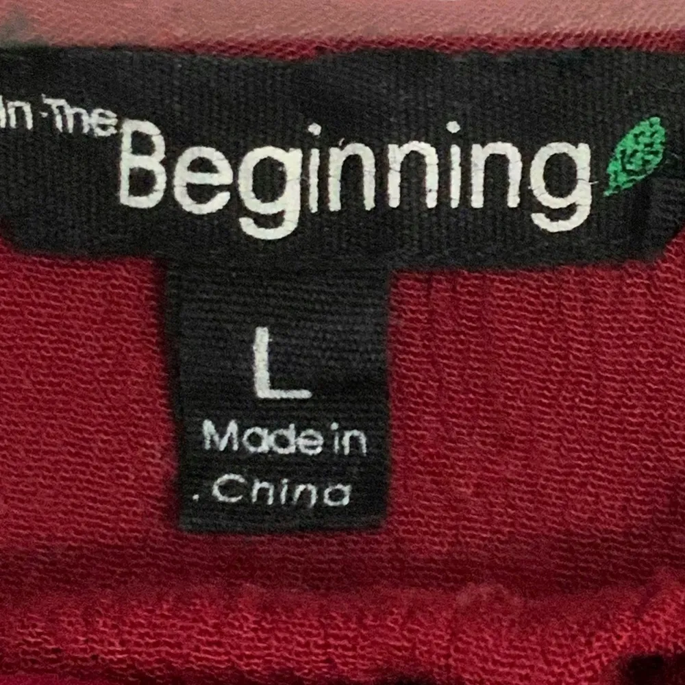 In The Beginning Dress Boho Peasant roll Sleeve Gauze Crochet Lace Burgundy LG - Image 7