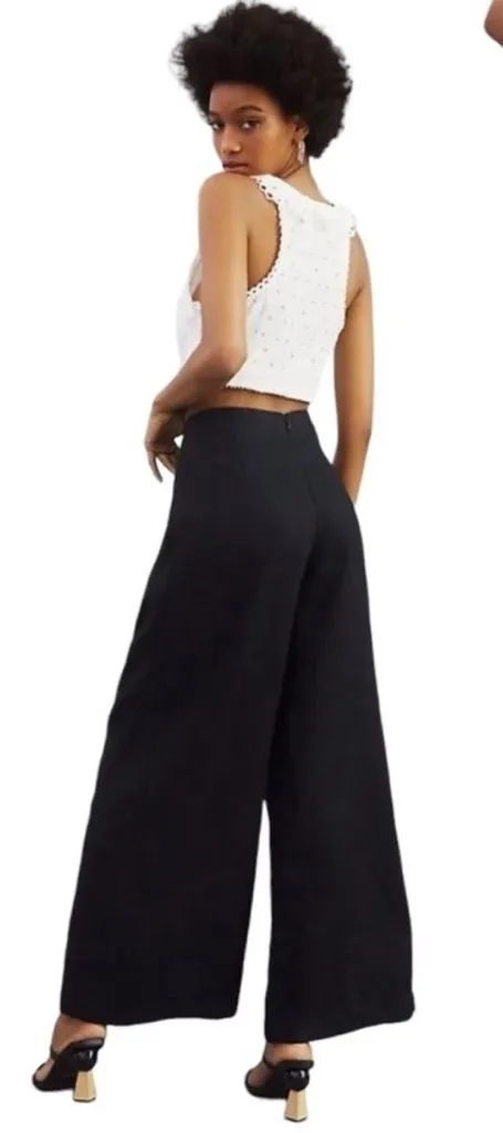 Anthropologie NWT Faithfull the Brand Azul Linen Wide-Leg Pants Women's 4 Black - Image 1