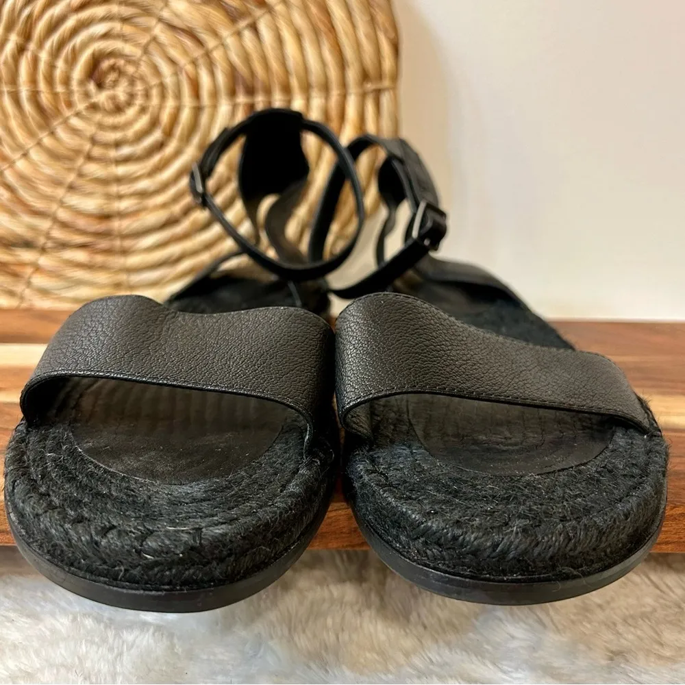 Mike Tumbled Leather Espadrille Sandals in Black Size 11 - Image 3