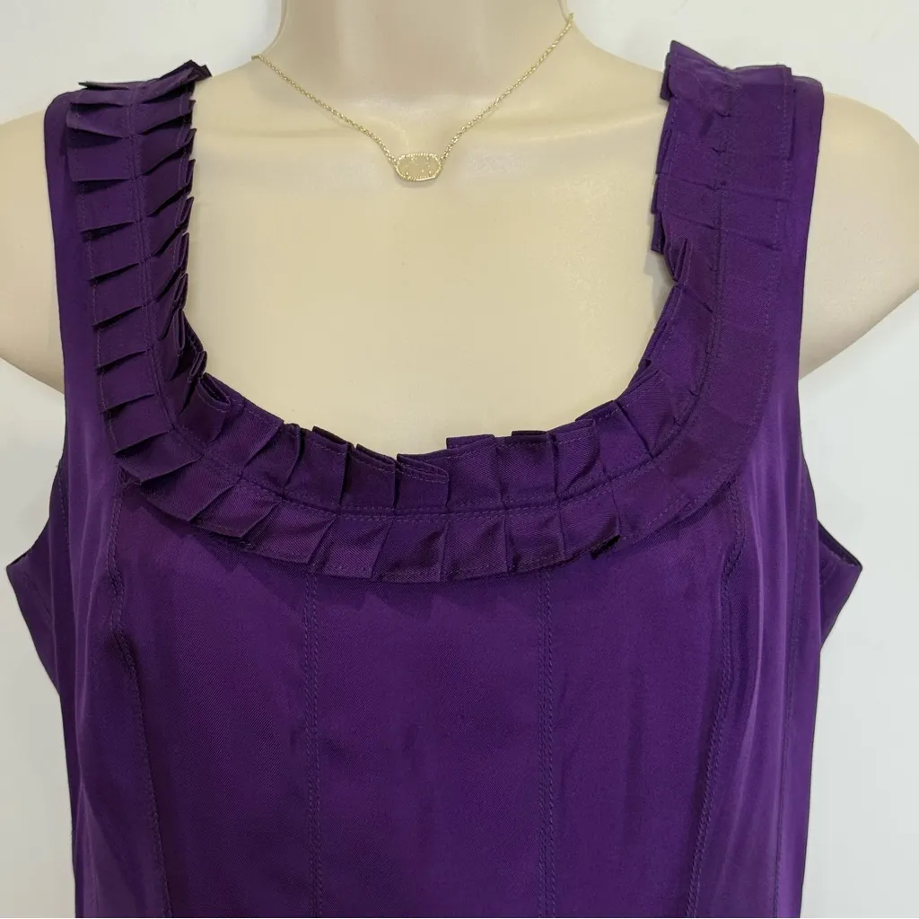 Badgley Mischka Silk Fit and Flare Dress Size 4 Satin Purple Elegant Cocktail - Image 4