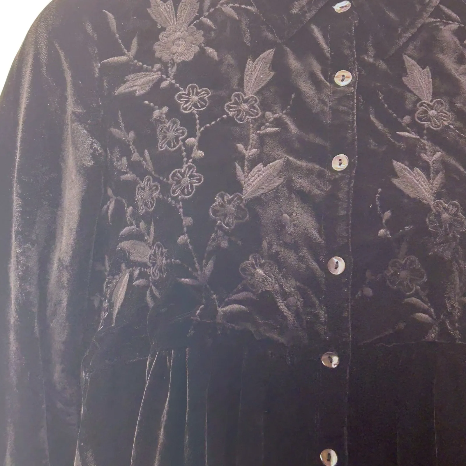 April Cornell Velvet Button Up Shirt Medium Black - Image 3