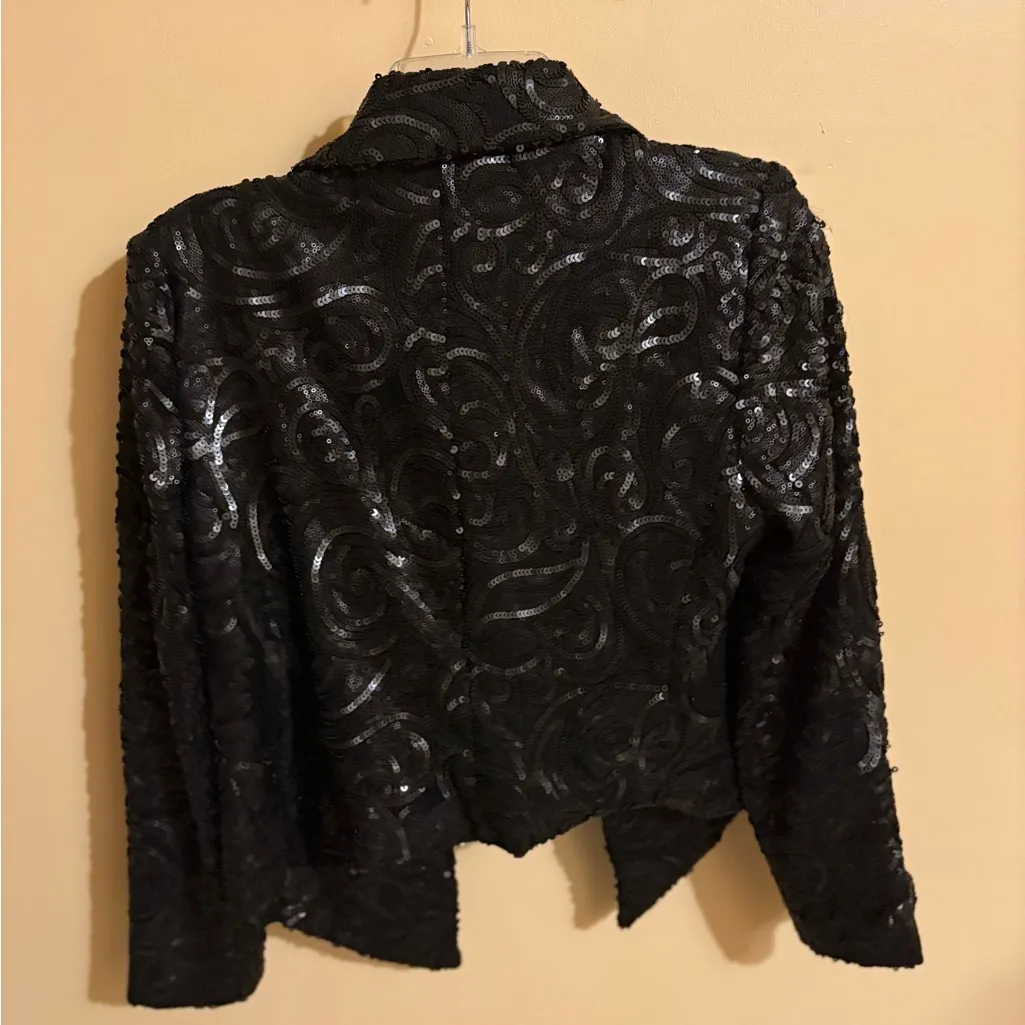 ANINE BING  Black Sequined Patterned Blazer - Image 3