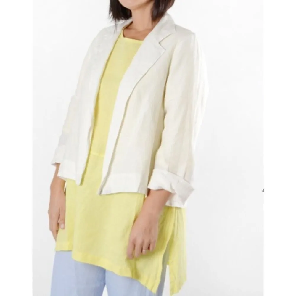 Bryn Walker White 100% Linen Open Front Cardigan Jacket - Image 2