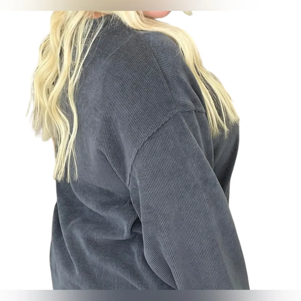 Shirley & Stone corded top. Charcoal gray. Size Large Gray - Image 10