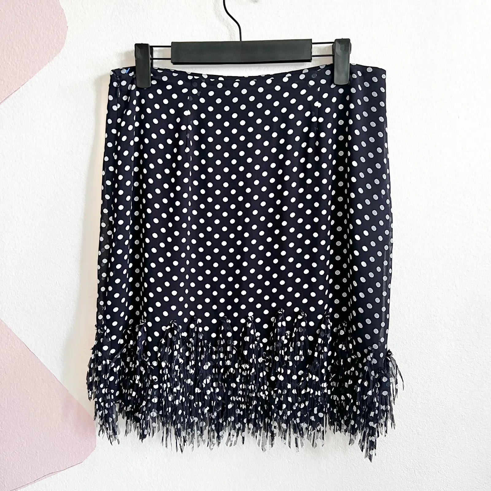 Navy Blue Polka Dot Skirt, Cottagecore, Retro, French, Old Money,‎ Medium,Modest - Image 2