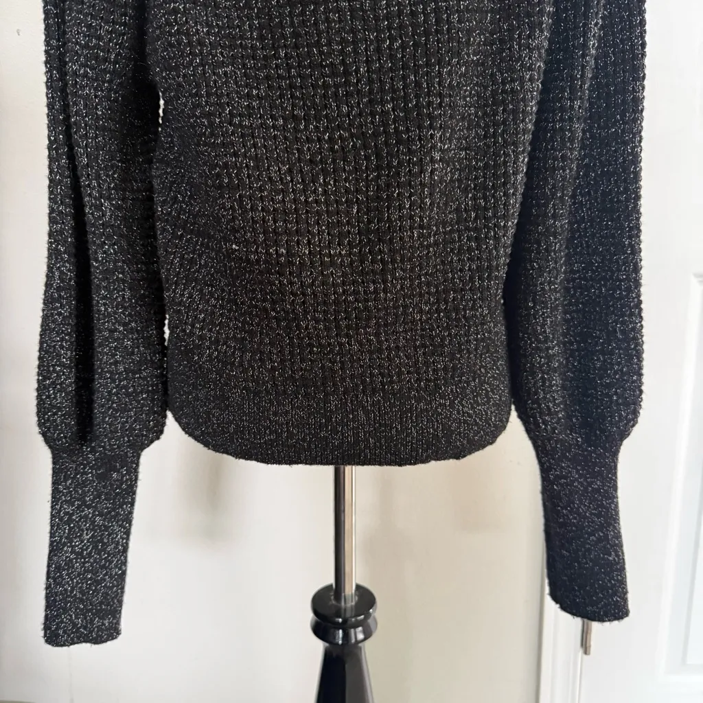 Treasure & Bond Peekaboo Black Sparkle Sweater size M - Image 7