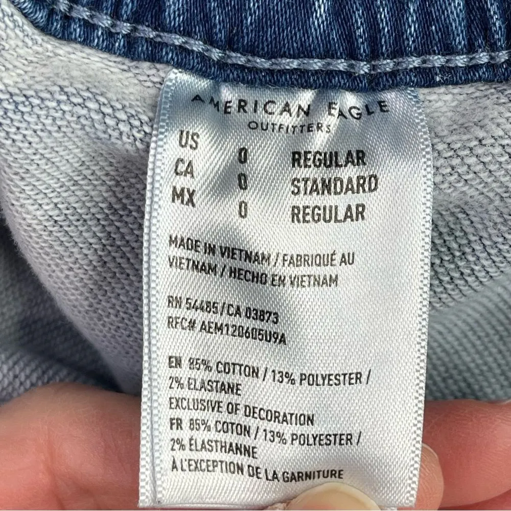 American Eagle Jeans Women’s 0 Blue Jogger Low Rise Elastic Waist Light Wash - Image 7