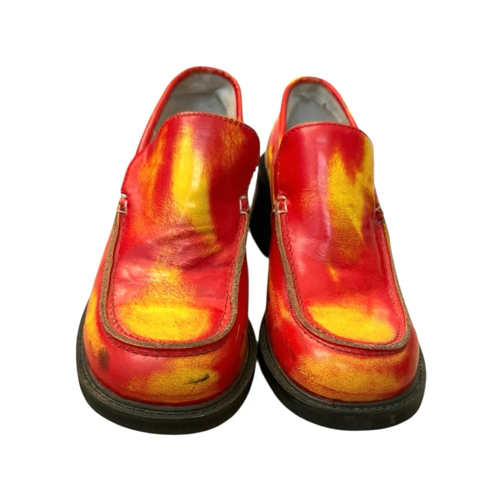 RARE Vintage Y2K Steve Madden Heat Map Chunky Platform Leather Loafers Size 8 - Image 4
