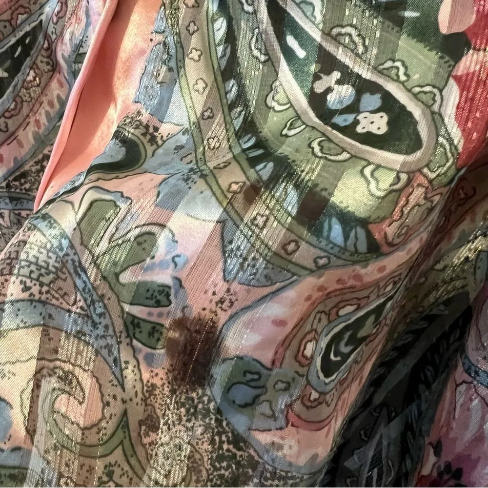 Vintage Victoria’s Secret Gold Label Pink & Green Floral Button Up Pajama Top Sm - Image 7