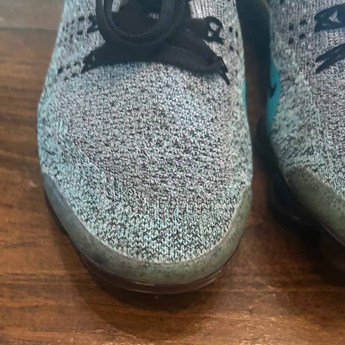 Nike Air VaporMax 2 Flyknit Women's Running Shoes Gray Turquoise Sneakers Sz 6.5 - Image 4