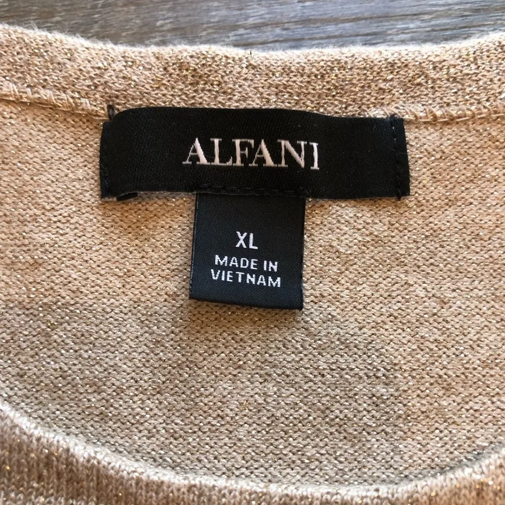 Alfani Asymmetrical Metallic Beige Womens Long Sleeve Shirt Size Extra Large - Image 5