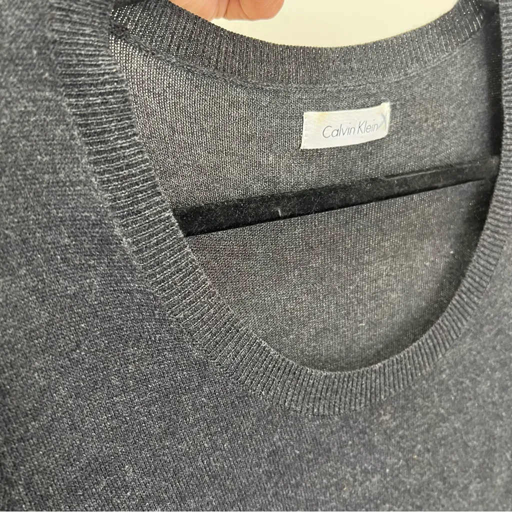 Calvin Klein Knit Dress Gray Loop Fringe Skirt 3/4 sleeves (is like size M) - Image 6