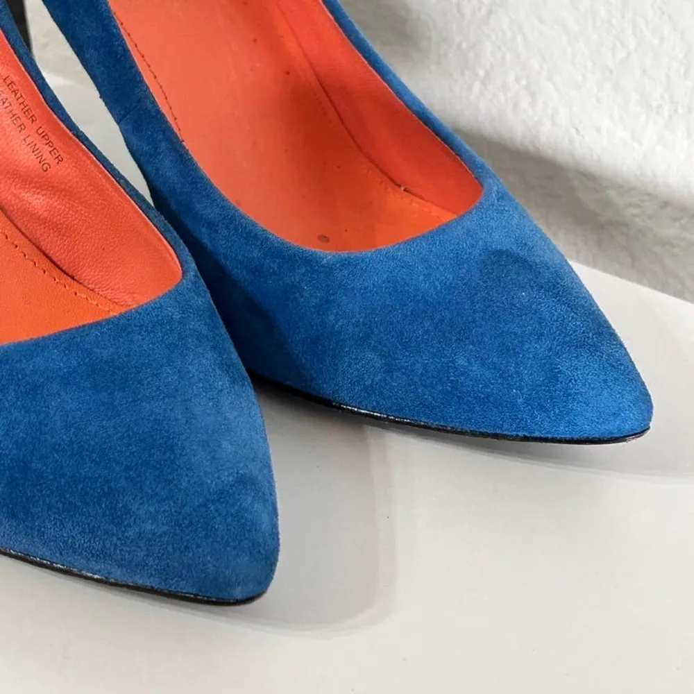 Via Spiga Estrella Cerulean Blue Suede Pumps Slight Cone Heel Size 8 - Image 3
