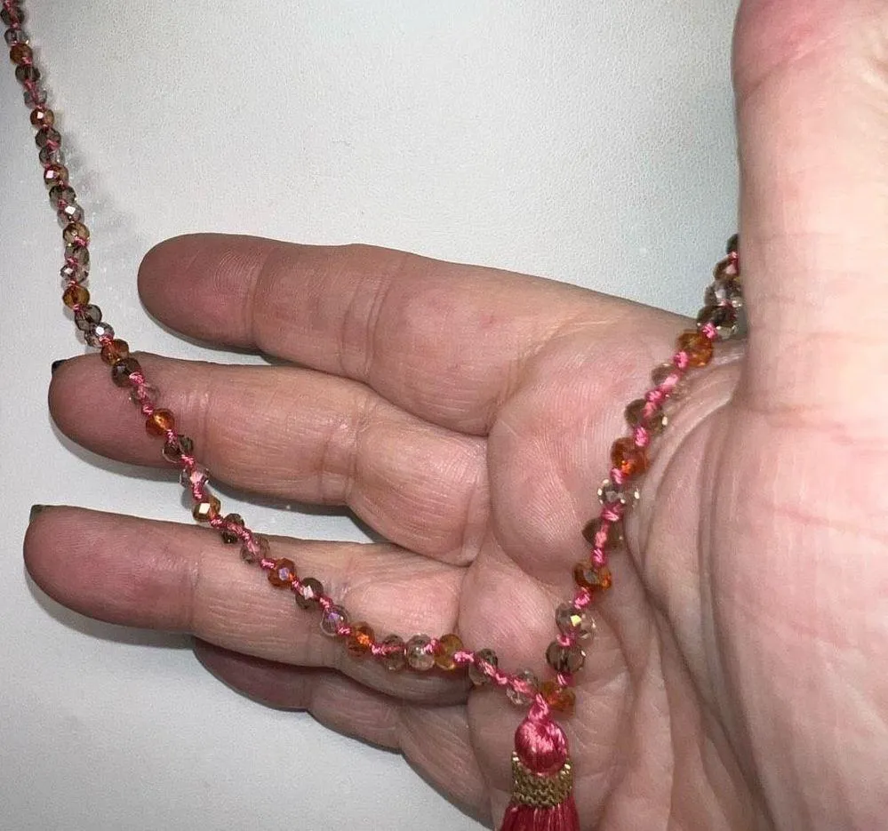 Boho Faceted Beaded Tassel Necklace - Image 7