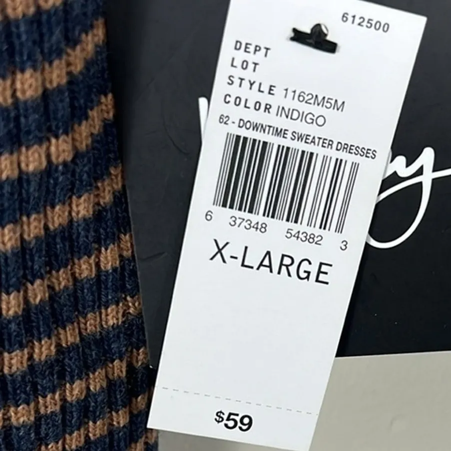 NWT By & By Sweater Dress Womens XL Blue Cowl Neck Striped Stretch Modest Fall - Image 5