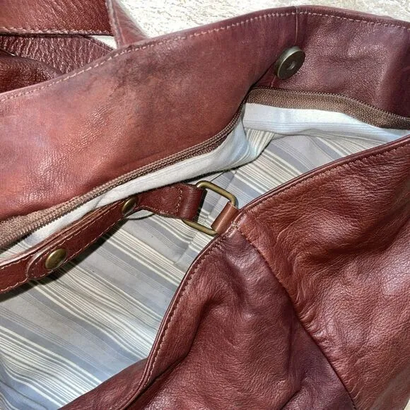 NOBILE Made Italy Vintage Genuine Leather Hand/Shoulder Bag‎ Color Cooper Brown - Image 8