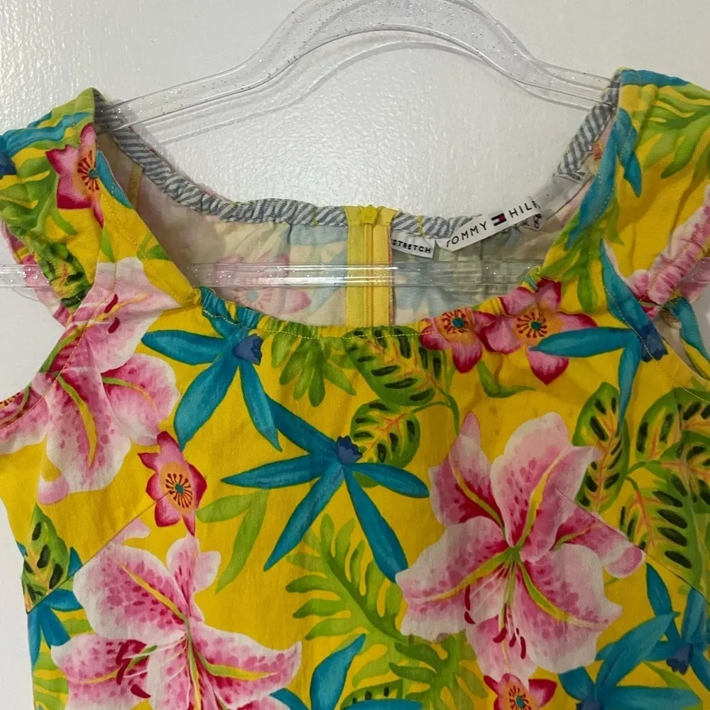 VINTAGE Y2K Tommy Hilfiger Dress Yellow Floral Hawaiian H - Image 3