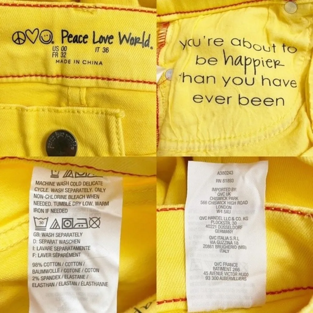 Peace Love World Jeans Happy Yellow Extra Wide Leg Bell Bottoms Size 25 | 00 - Image 15