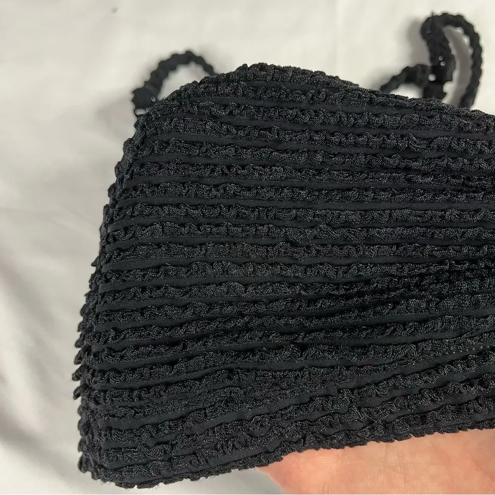 KORAL Black Size S V Neck Monaco Ribbed Bikini Top Swim Beach Classic Minimalist - Image 4