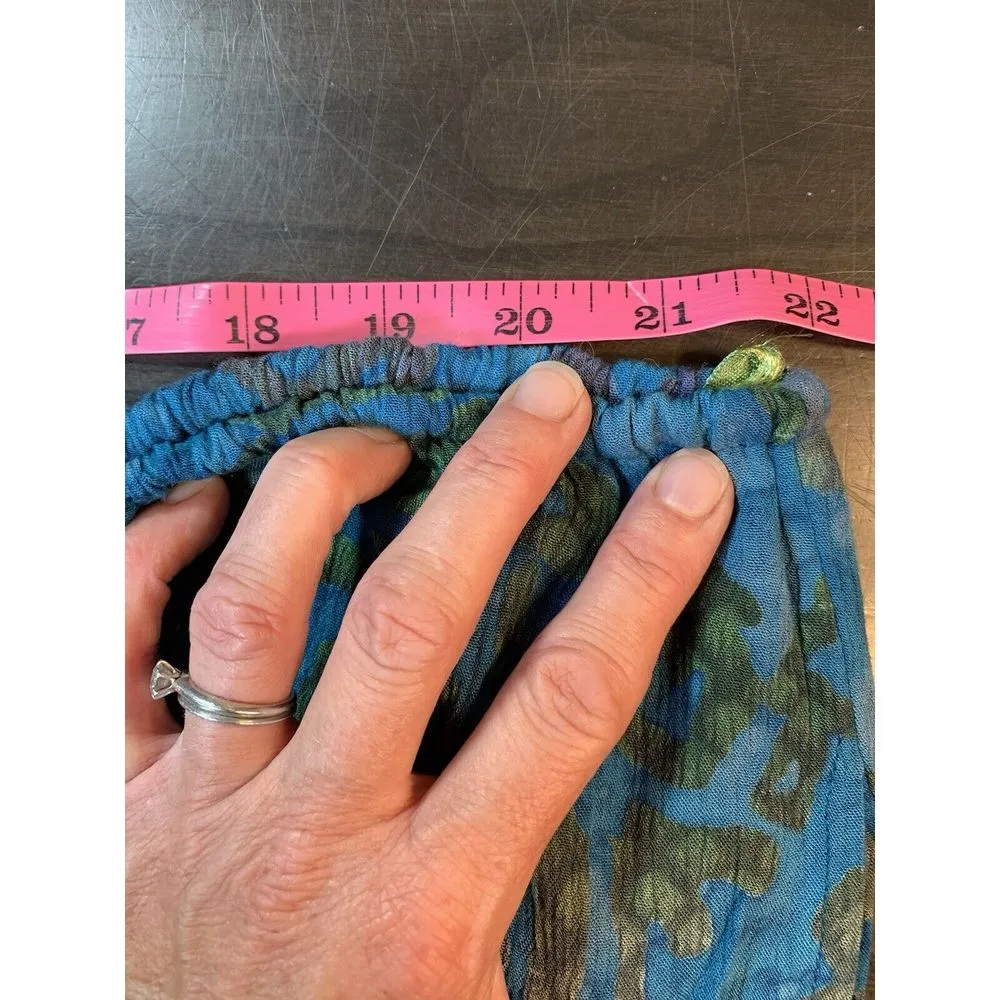 Sun Aguna Indonesia Batik Pants OS‎ Rayon Blue Beachy Vacation Travel Comfort Size undefined - Image 10