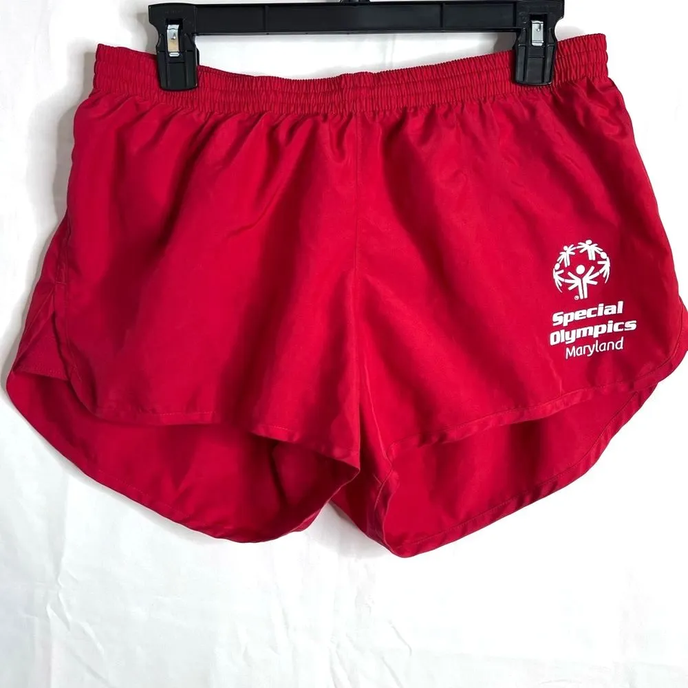 Vintage Special Olympics Maryland Women's Red Athletic Running Shorts sz L Track - Image 2