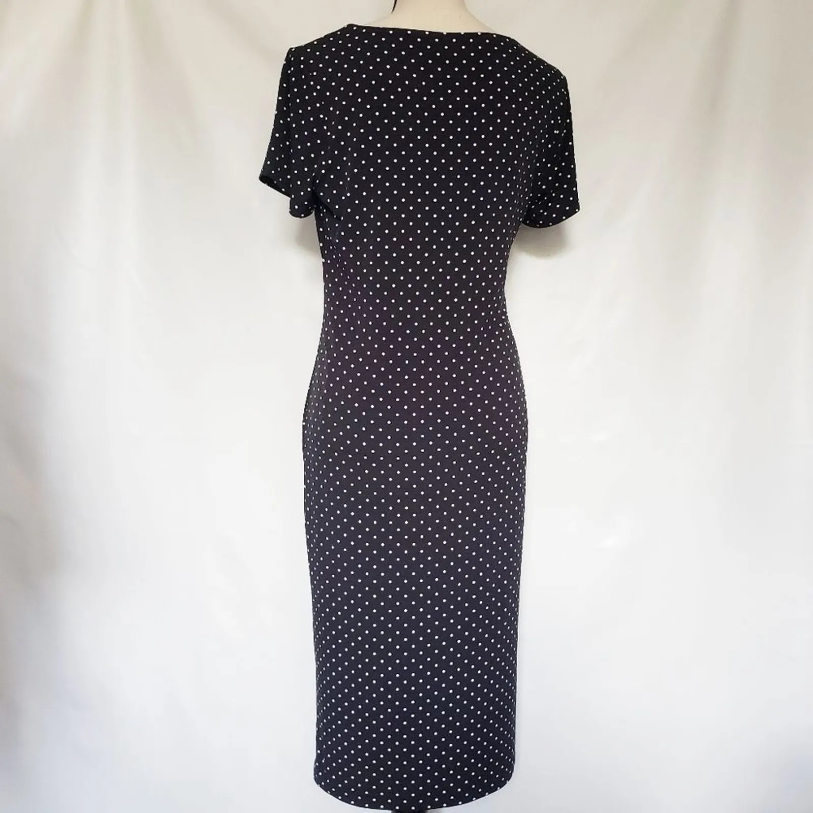Vince Camuto Polka Dot  Sheath Dress Sz Small Midi Rockabilly Retro Office Pinup - Image 6