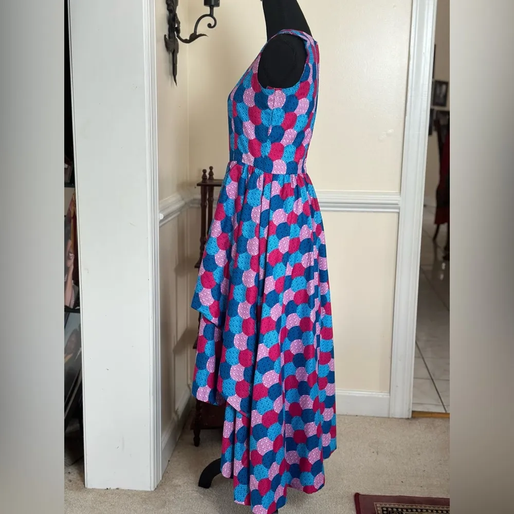 African Print Sleeveless High Low Dashik Dress Pink Size XS - Image 4