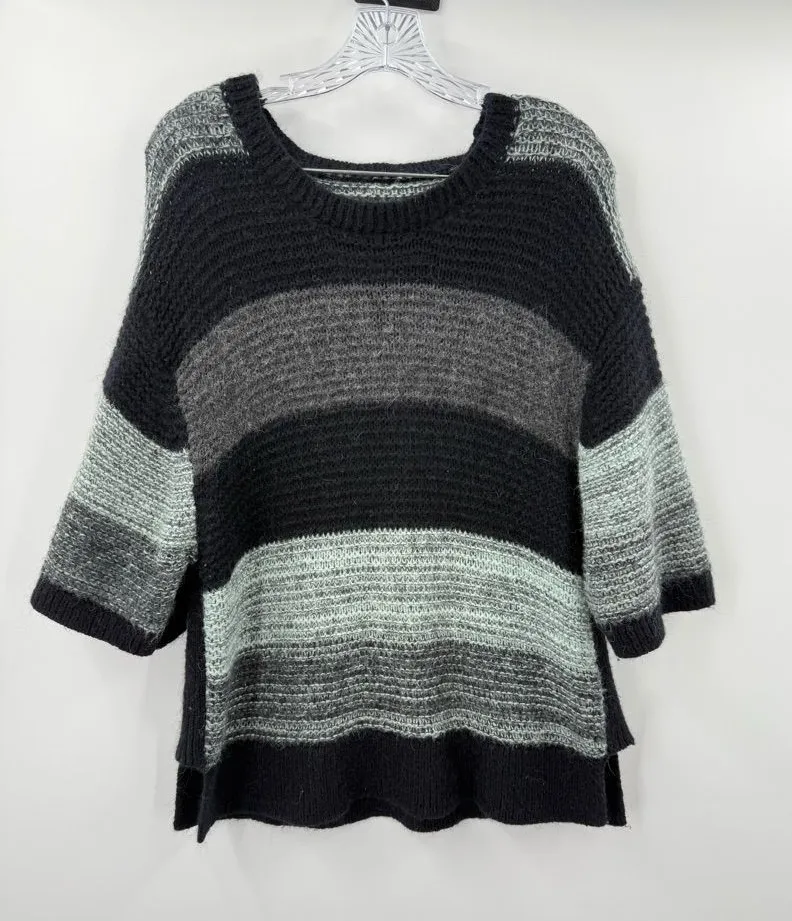 By Malene Birger Alpaca Wool Blend Oversized Striped Sweater Size Medium Black - Image 1