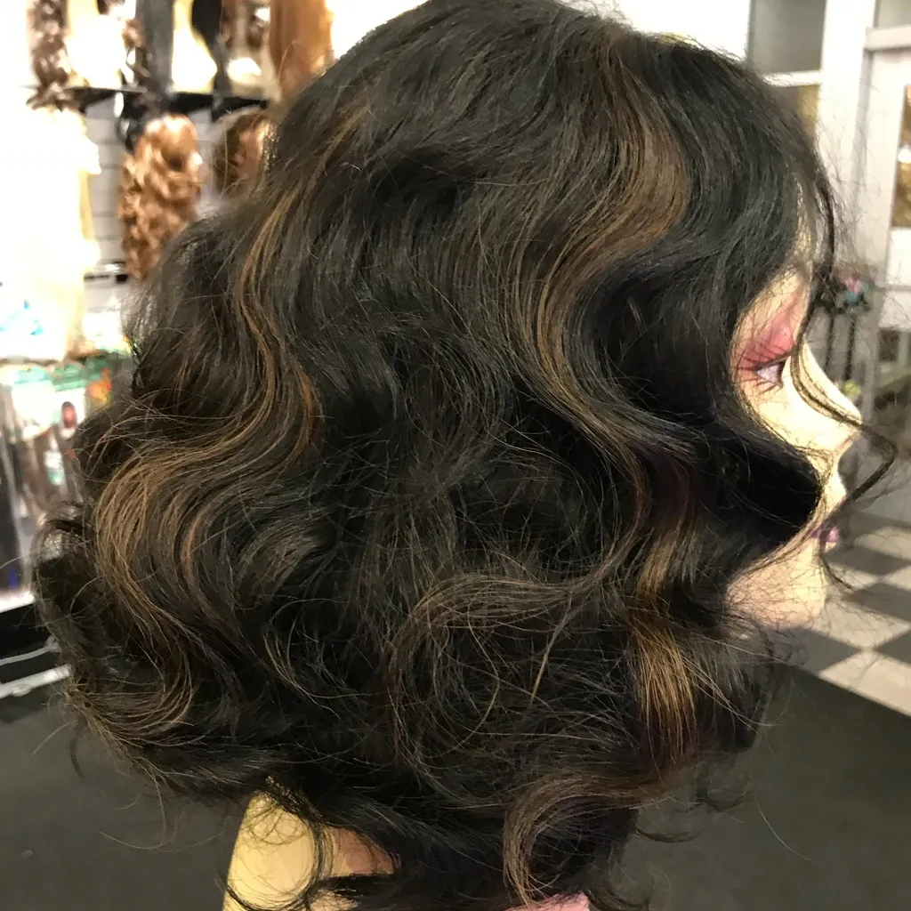 Wig Swisslace Shoulder Length Deep Wave highlights - Image 8