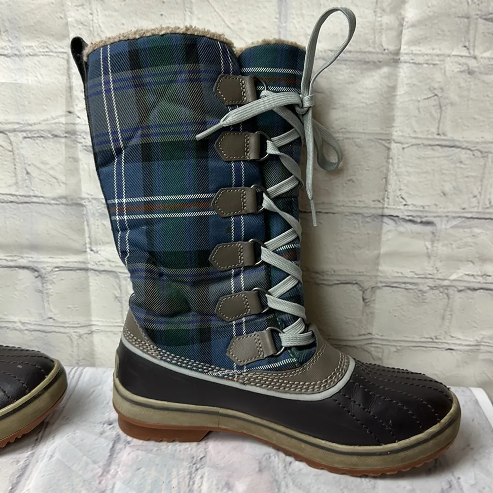 Sorel Tivoli high winter lace up boots plaid waterproof size 6 - Image 7