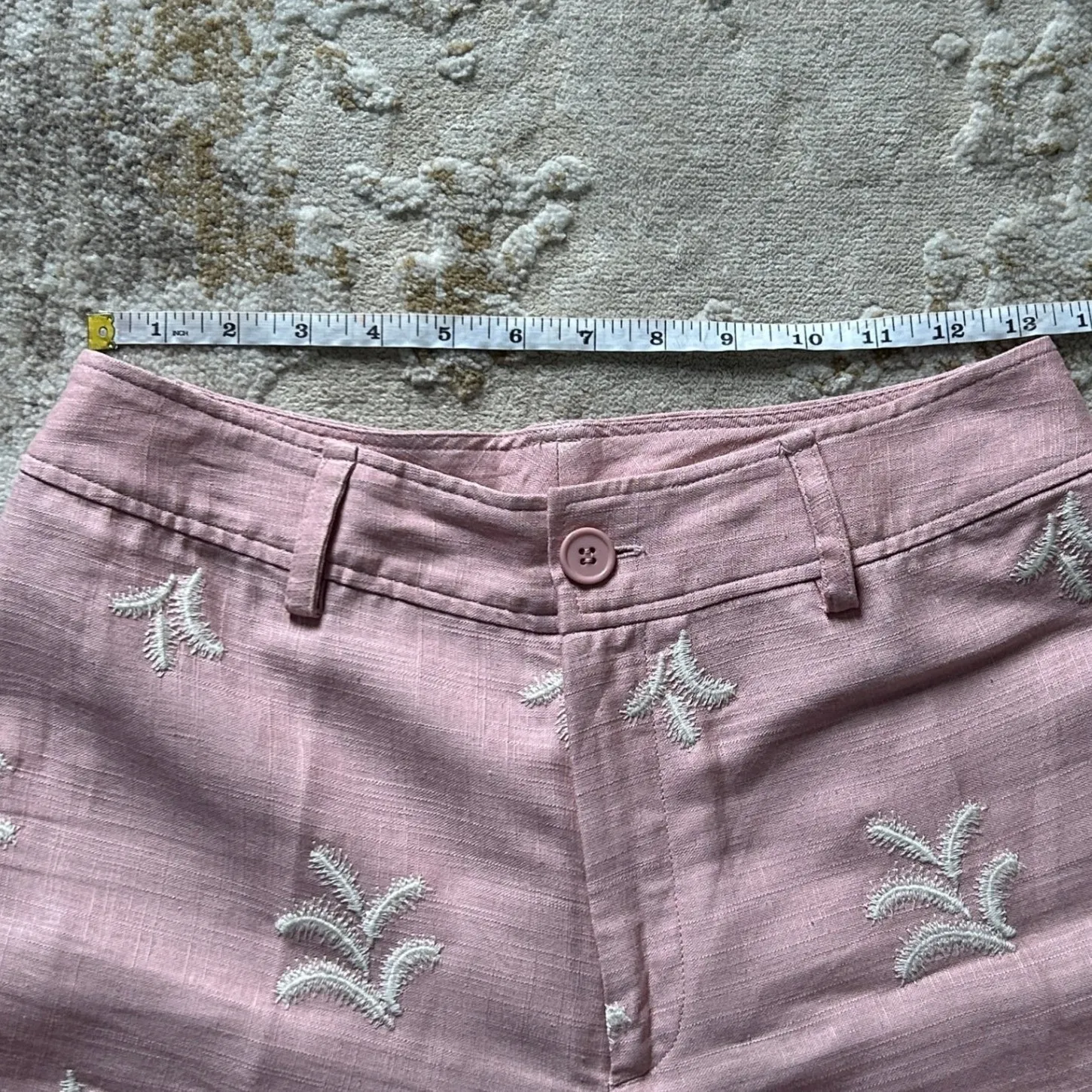 Elie Tahari Womens Viscose-Linen Soft Mauve Embroidered Wide Leg Pants - Size 6 - Image 8