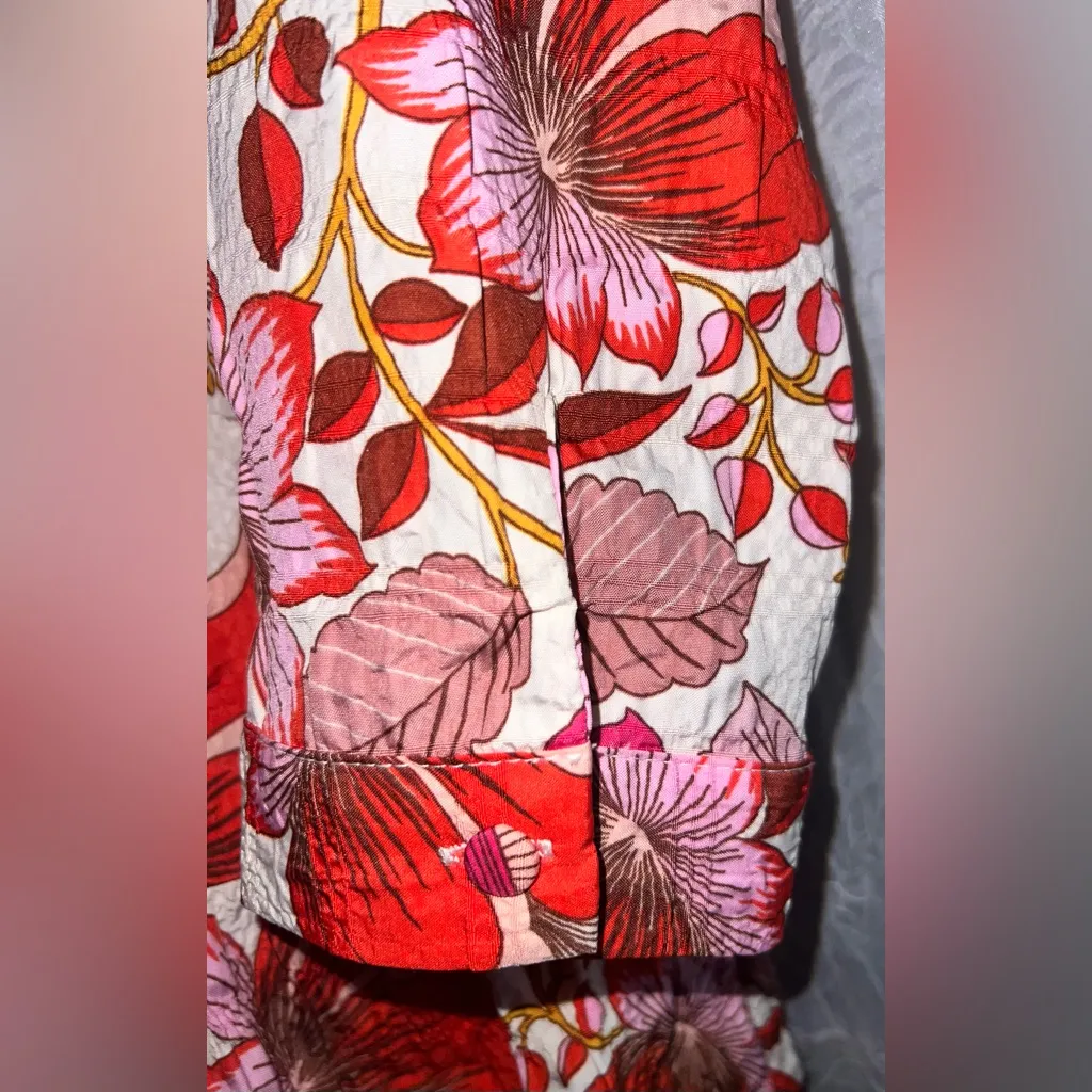 Zara Sharon Floral Tiered Mini Dress Pink Red Size Medium Flowy Romantic - Image 5