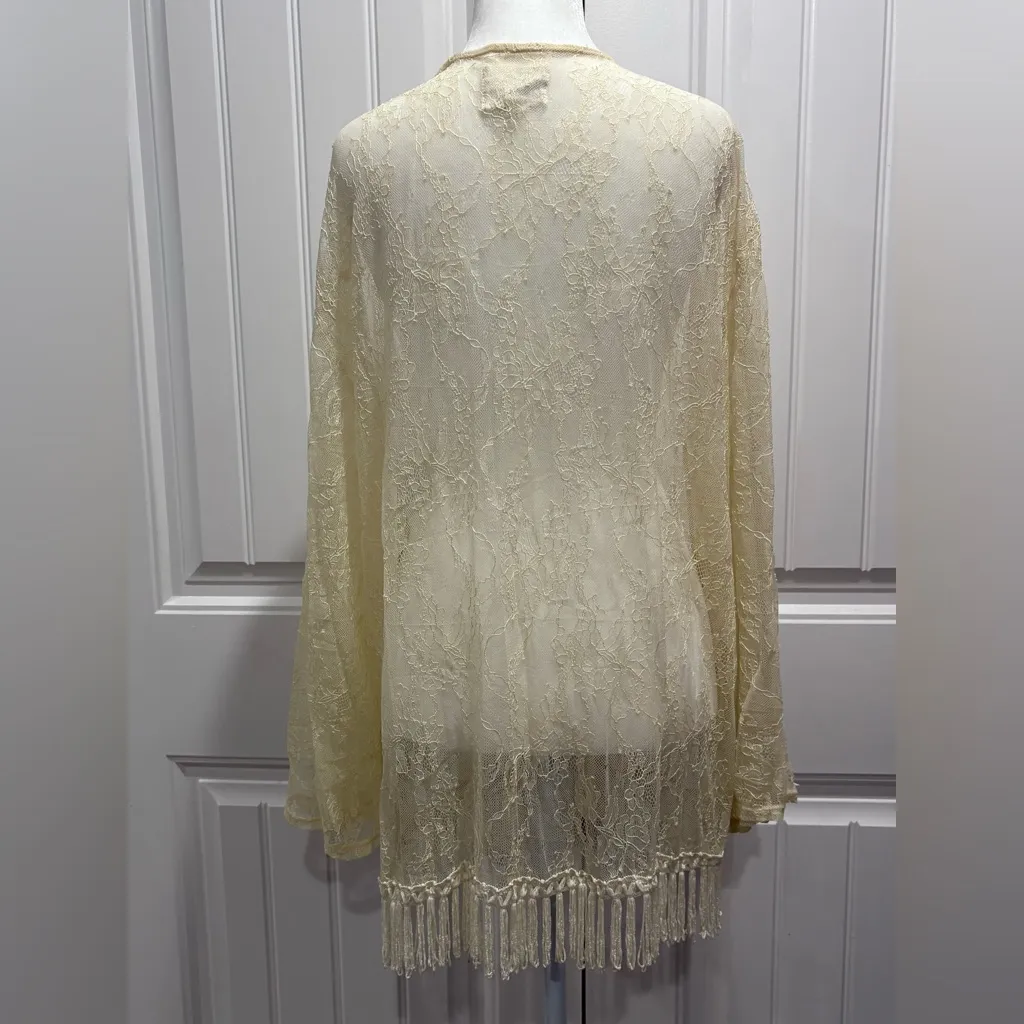 Others Follow vintage Lace Overlay Open Cardigan Size L - Image 2