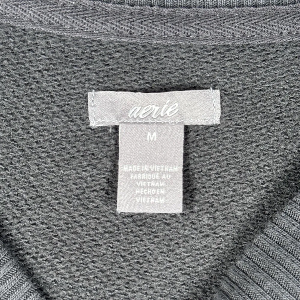 Aerie Shirt Womens Medium Gray Sweatshirt Pockets Neutral Lounge Everyday Casual - Image 5
