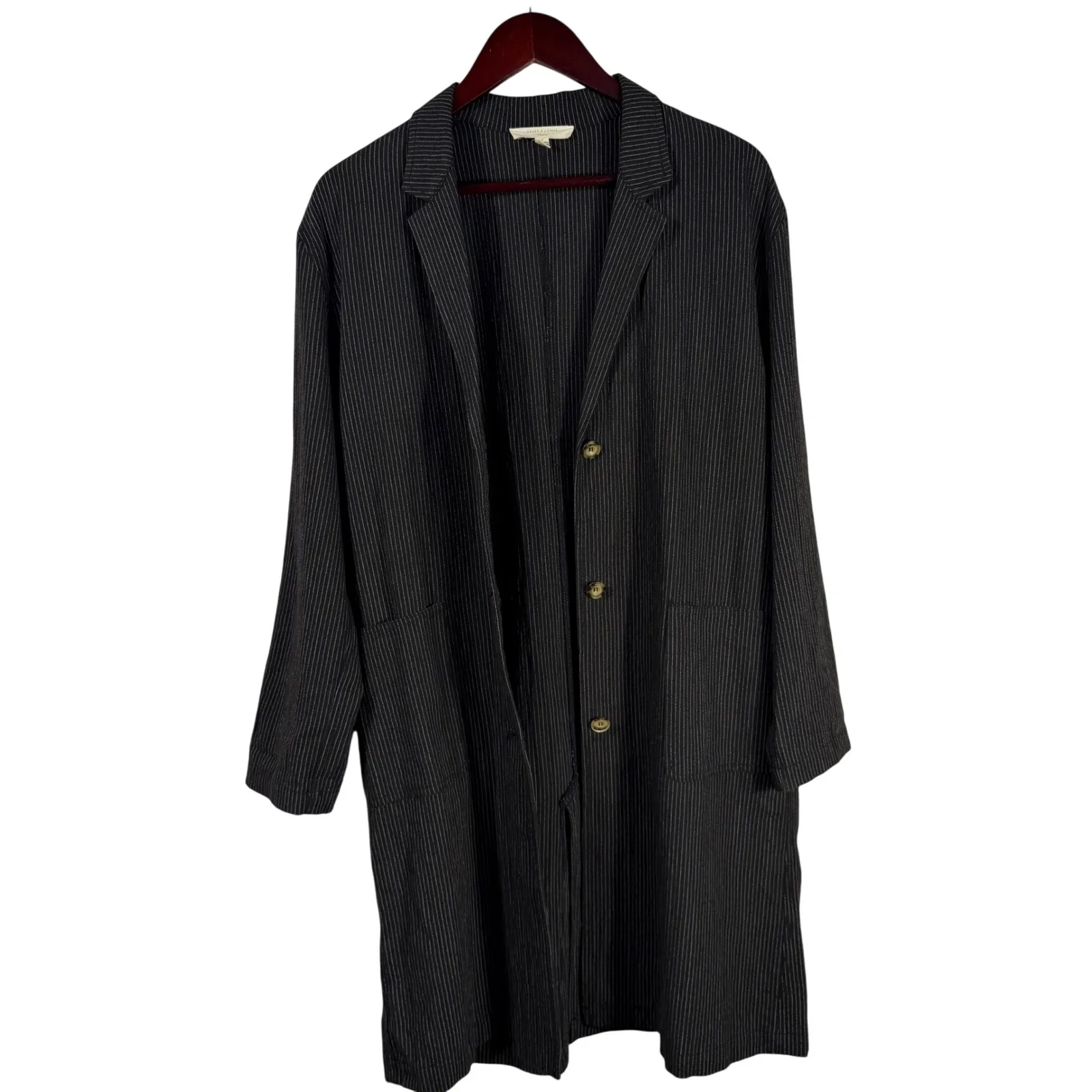 Grade & Gather  Pinstripe Lightweight Jacket Tunic Womens S Longline Button Front - Image 14