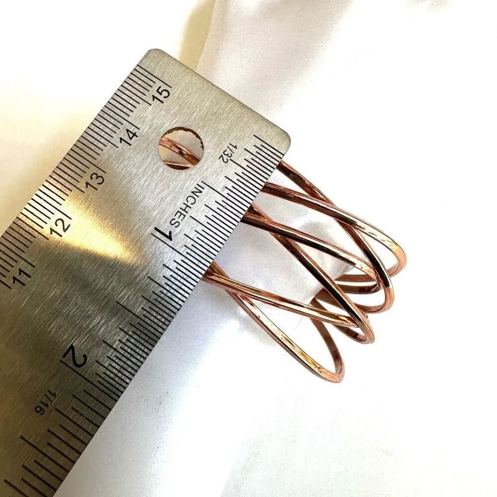 Rose gold tone twisted open cuff bracelet - Image 5