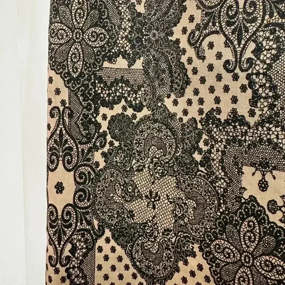 Vintage Maggy London Cream Black Victorian Pencil Skirt Sparkly Glitter Size 12 - Image 3