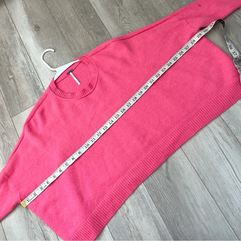 Free People Sweater cashmere crop boxy knit womens Pink (small) bright preppy - Image 3