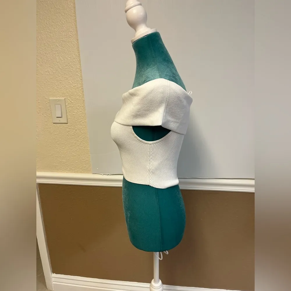 Aritzia Babaton Sculpt Knit Off-Shoulder Crop Top – Size M - Image 4