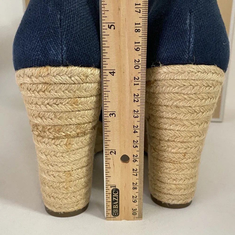 Michael Kors Womens Sz 9 Berkley Sandal Blue Wedge Platform Espadrille Zip Up - Image 7