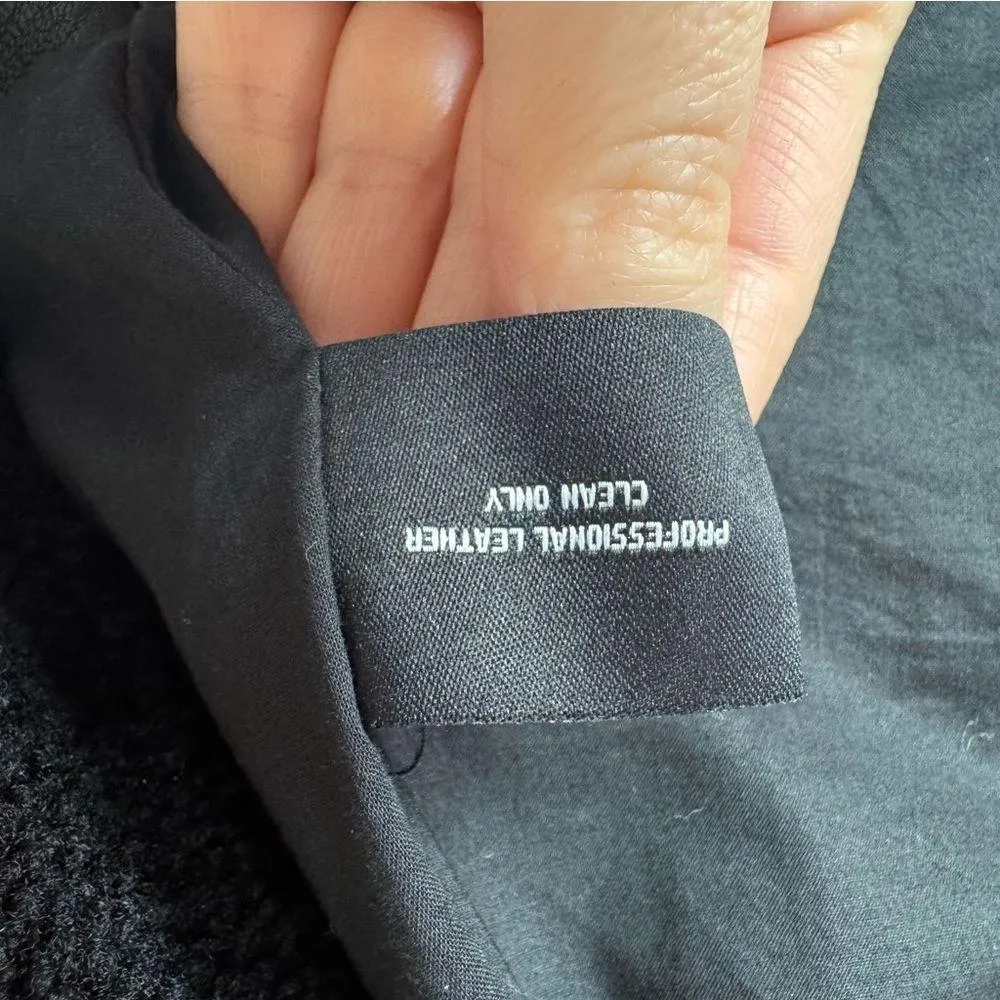 Slate & Willow Black Genuine Leather & Sherpa Moto Jacket Size Large - Image 6