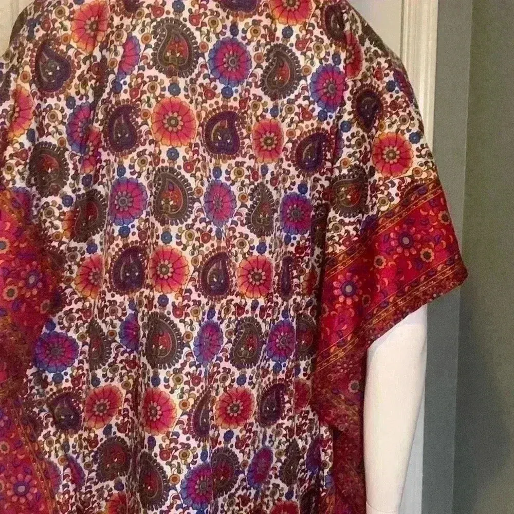 Unbranded Maxi Dress Plus Size Paisley Kaftan Long Wrap Cape/Dress. D3 Red - Image 10