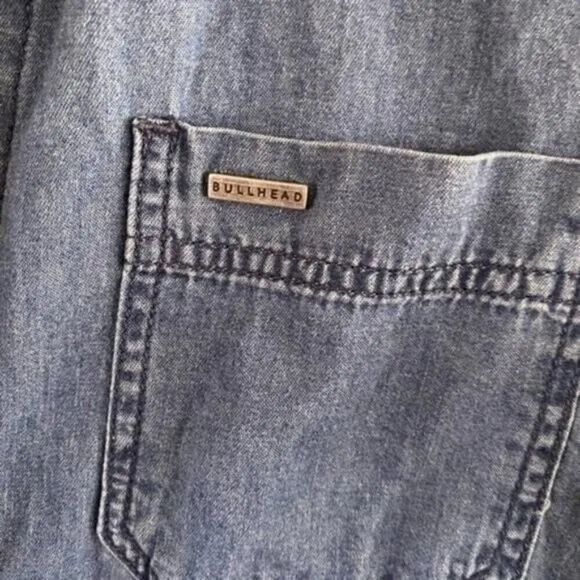Bullhead‎ Denim Co Chambray Button Down Shirt Size Small Blue - Image 9