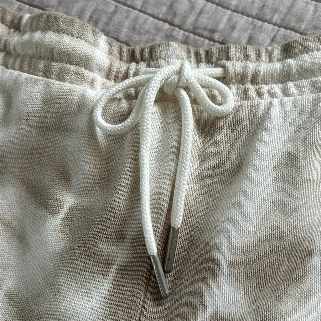 Z supply SADIE SPIRAL TIE-DYE comfy 100% cotton pull on beige lounge shorts L - Image 5