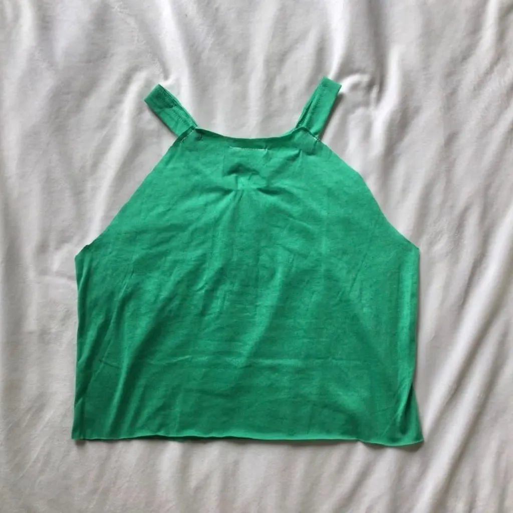 green embroidered Irish reworked tank top - Image 7