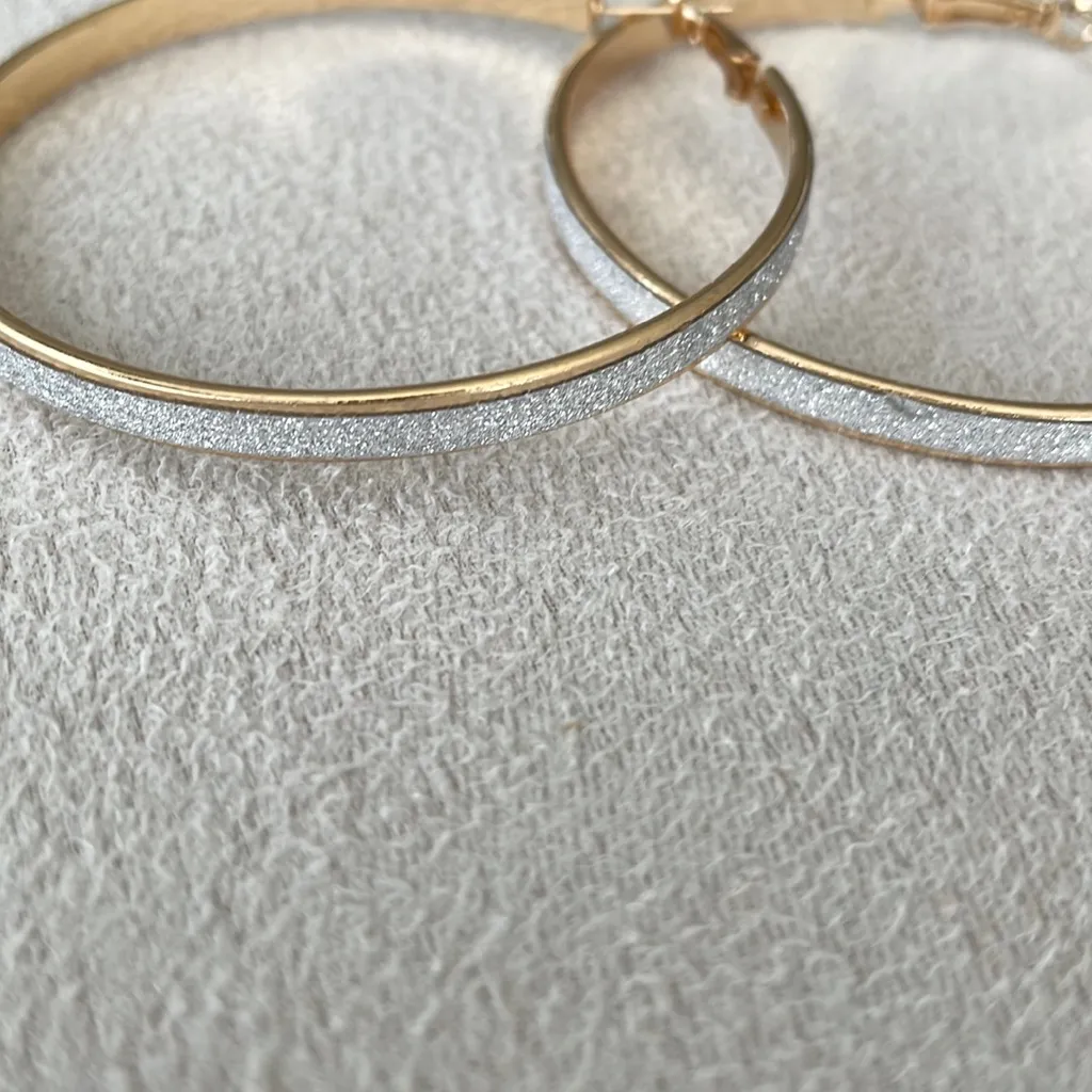 Gold + sparkle hoop earrings - Image 3
