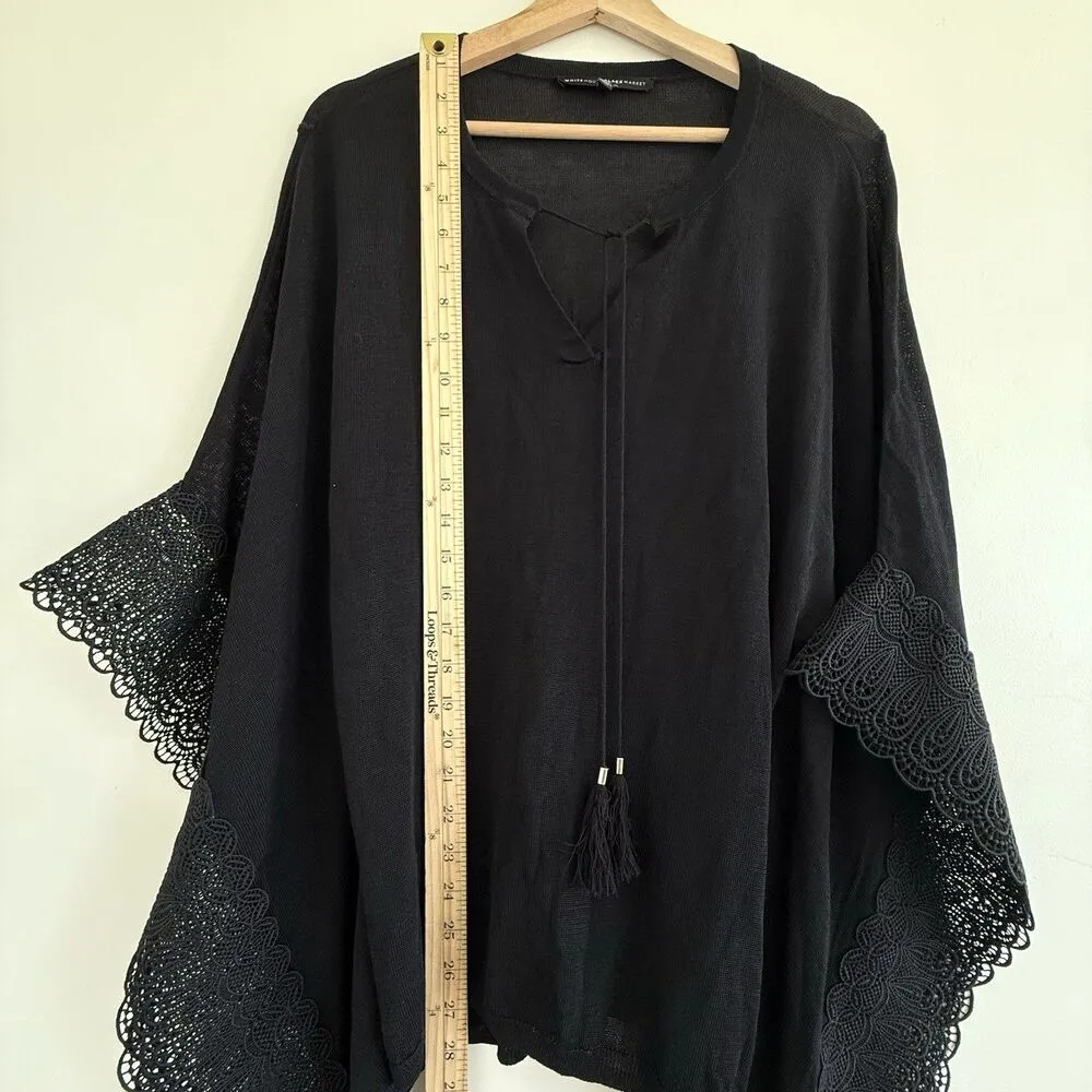 White house black market women V neck pullover sweater butterfly poncho size S - Image 8